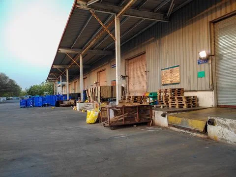 Warehouse storage plastic Pallets Stock Photos