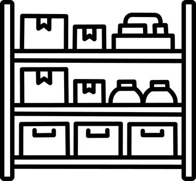 Warehouse storage rack shelves filled with boxes Illustration