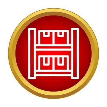 Warehouse storage rack with shipping boxes icon Stock Illustration