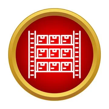 Warehouse storage rack with shipping boxes icon Stock Illustration