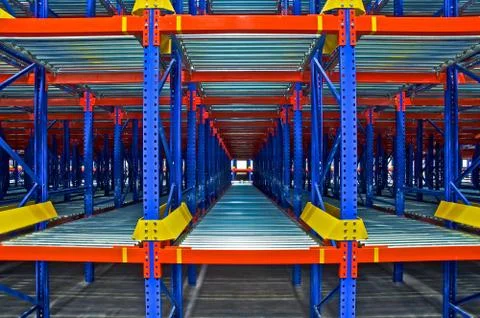 Warehouse storage, rack systems Stock Photos