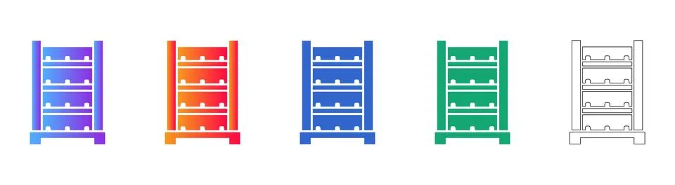 Warehouse Storage Rack Vector Icon Set Stock Illustration