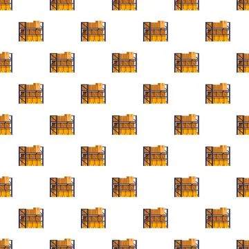 Warehouse storage racks with boxes seamless pattern Stock Illustration