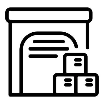 Warehouse storage room with cardboard boxes and rolling shutter door Stock Illustration