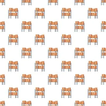Warehouse storage shelves with boxes seamless pattern 스톡 일러스트