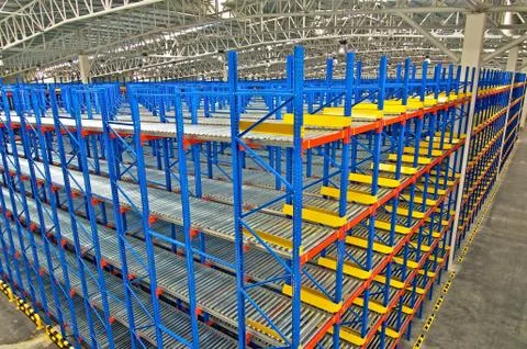 Warehouse storage shelving racking systems Stock Photos