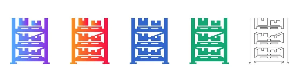 Warehouse Storage Shelving Unit Vector Icons Illustrazione stock
