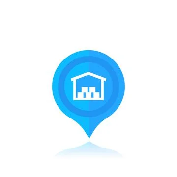 Warehouse, storage unit icon on mark Stock Illustration