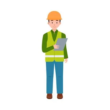 Warehouse storage worker checks delivery list flat vector illustration isolated. Illustrazione stock