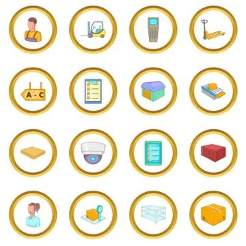 Warehouse store icons circle Stock Illustration