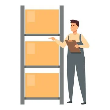 Warehouse store rack icon cartoon vector. Room cargo Stock Illustration