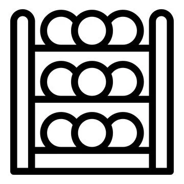 Warehouse storing many round objects on shelves 스톡 일러스트