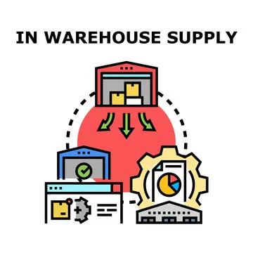 Warehouse supply chain distribution and inventory management Stock Illustration