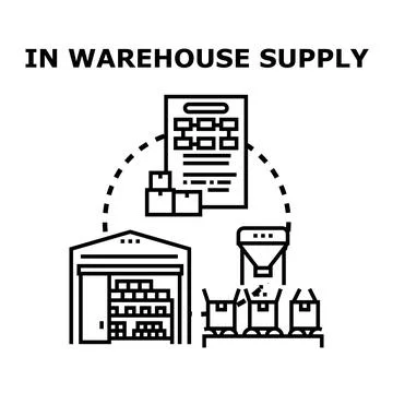 Warehouse supply chain operations management and distribution concept Stock Illustration