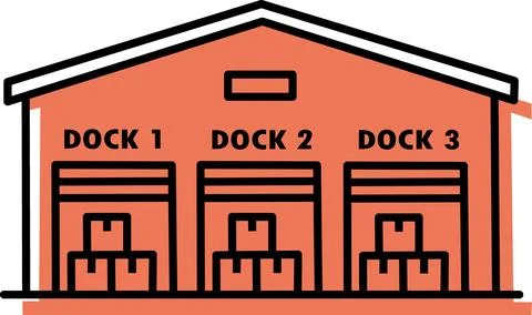 Warehouse terminal building loading docks icon Stock Illustration