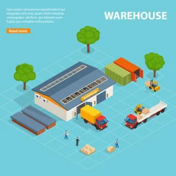 Warehouse Top View Isometric Design Composition Stock Illustration