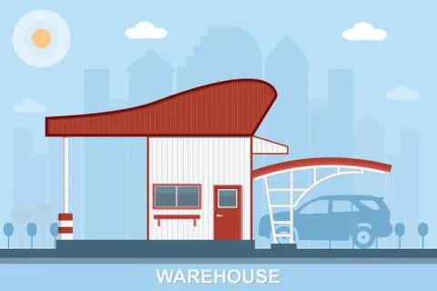 Warehouse transportation in flat style vector illustration Stock Illustration