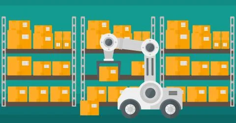 Warehouse transportation robot. 스톡 일러스트