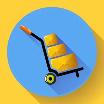 Warehouse Trolley flat 2.0 long shadow vector icon. Stock-Illustration