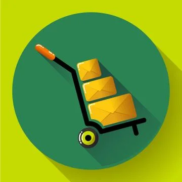 Warehouse Trolley flat 2.0 long shadow vector icon. Stock Illustration