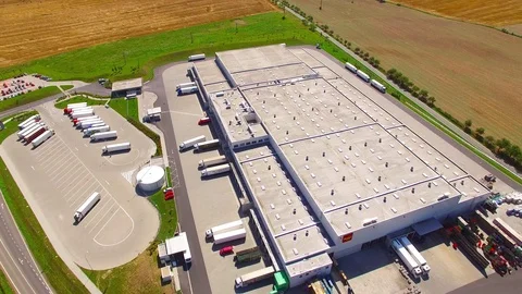 Warehouse with trucks. Stock Footage 78691519