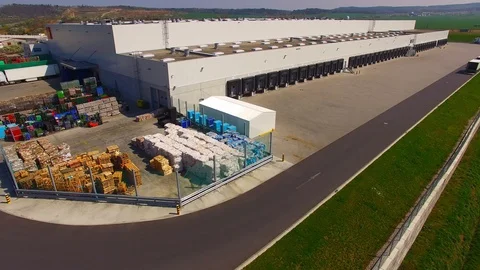 Warehouse with trucks. Stock Footage 88640175