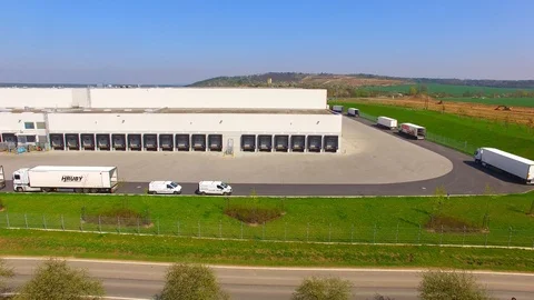 Warehouse with trucks. Stock Footage 88640471