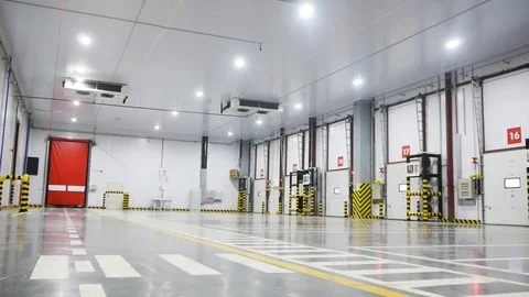 Warehouse unloading facilities Stock Footage 99913499