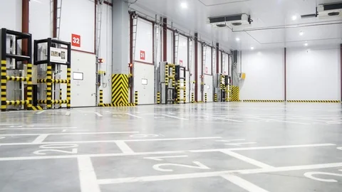 Warehouse unloading facilities Stock Footage 99913578