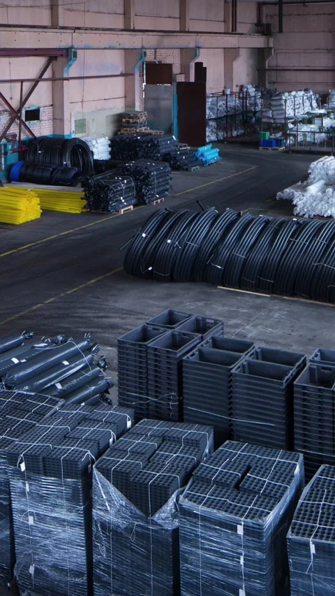 Warehouse Unloading of Plastic Pipes – Logistics and Distribution Timelapse 4K Vidéo 333761240