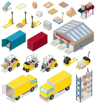 Warehouse vector distribution storage industry in industrial storehouse of Stock Illustration