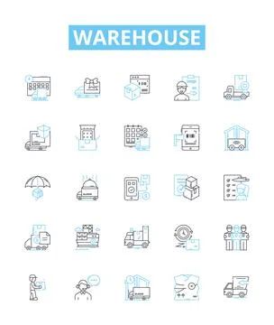 Warehouse vector line icons set. warehouse, storage, depot, facility, logistics Stock Illustration