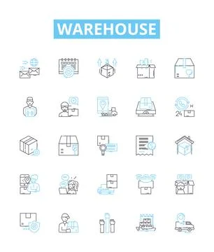 Warehouse vector line icons set. warehouse, storage, depot, facility, logistics Stock Illustration