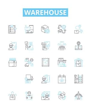 Warehouse vector line icons set. warehouse, storage, depot, facility, logistics Stock Illustration