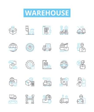 Warehouse vector line icons set. warehouse, storage, depot, facility, logistics Stock Illustration