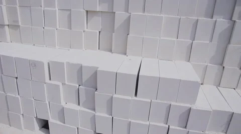 Warehouse white bricks on a construction site Stock Footage 63788439
