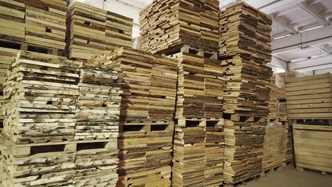 Warehouse with wood Stock Footage 128368723