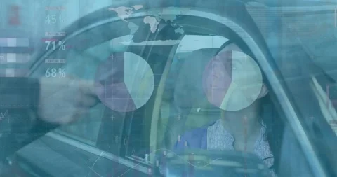 Warehouse work, data animation, and office interaction lead to a bustling street Stock Footage 327277516