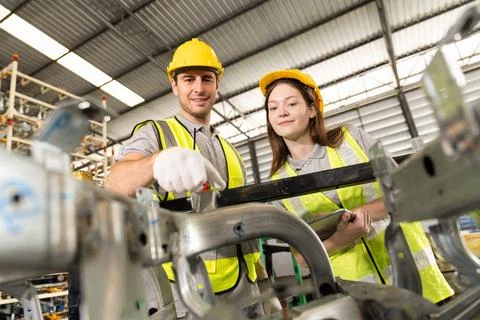 Warehouse worker and managers check stock Stock Photos