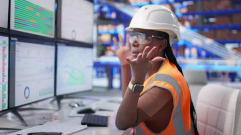 Warehouse Worker Battles Automation Challenges Stock Footage 337645521