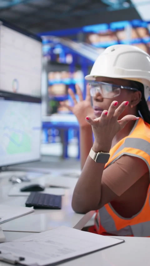 Warehouse Worker Battles Automation Challenges Stock Footage 339186249