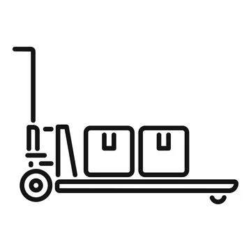 Warehouse worker carrying goods using a hand truck icon イラスト素材
