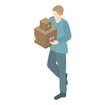 Warehouse worker icon, isometric style Stock Illustration