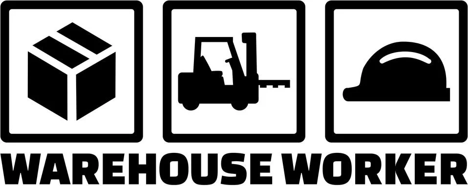 Warehouse worker with icons Illustrazione stock
