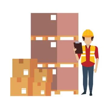 Warehouse worker logistics job concept Stock Illustration