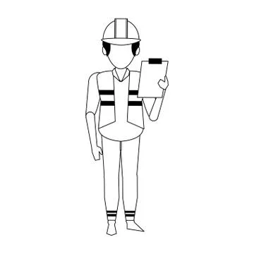 Warehouse worker logistics job concept in black and white Stock Illustration