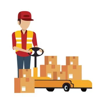 Warehouse worker logistics job concept Stock Illustration