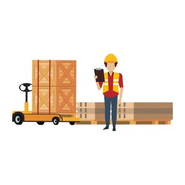 Warehouse worker logistics job concept Illustrazione stock