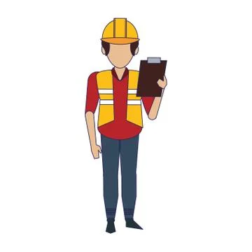 Warehouse worker logistics job concept blue lines Stock Illustration