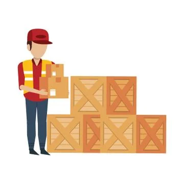 Warehouse worker logistics job concept Stock Illustration